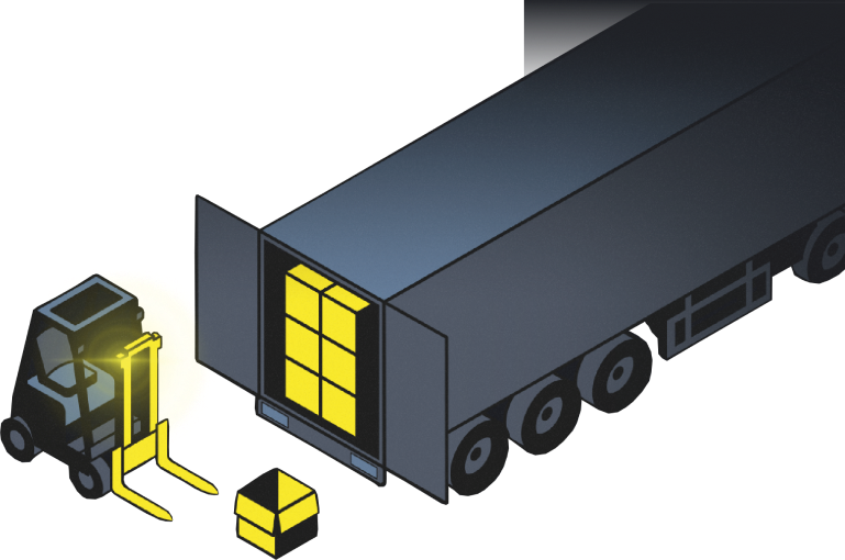 Погрузчик выполняет промежуточную погрузку/разгрузку 